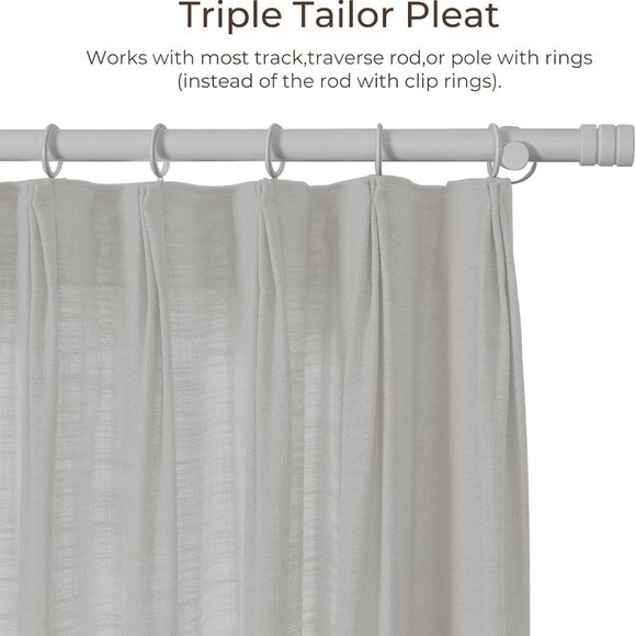 New TWOPAGES 50 W x 96 L Triple Tailor Pleated Curtain - Fog (2 Panels) - Picture 4 of 5